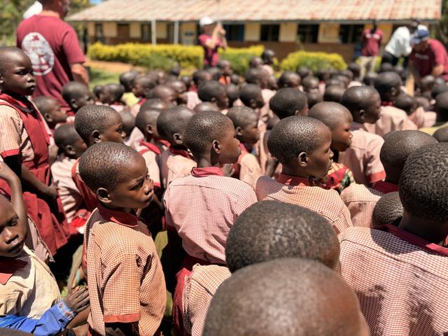 Pupils gathered for a school visit